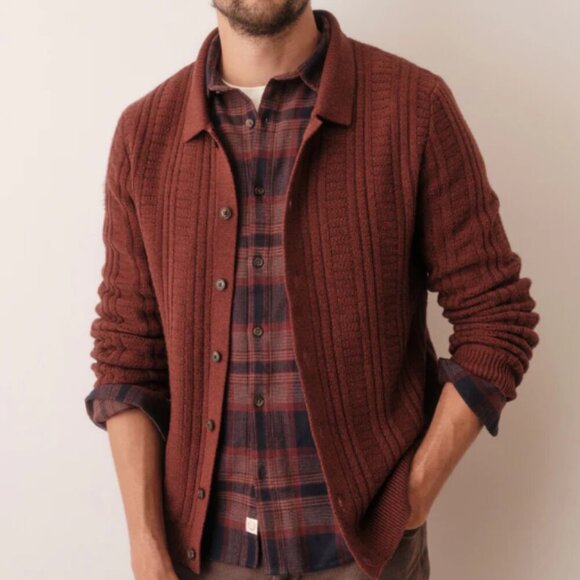 Marine Layer Mens Arthur Sweater Button Down Veneer Large Wool Blend Large NWT - Picture 2 of 15